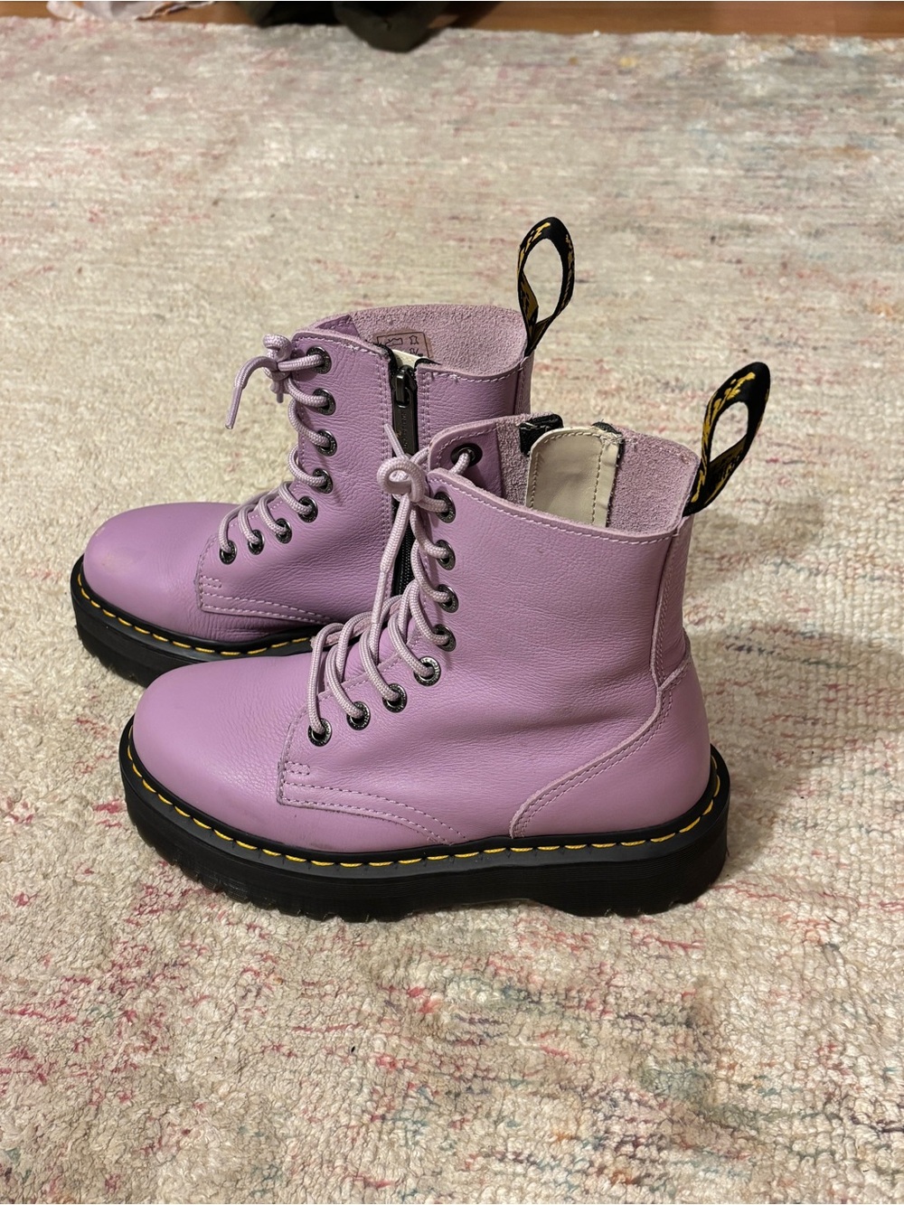 Dr. Martens Lavender Lace-Up Combat Boots with Black Sole